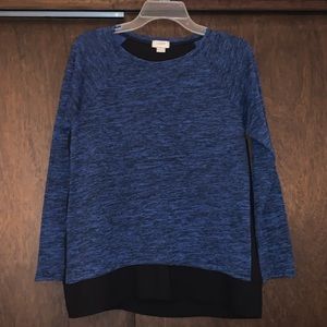I. Crew M blue and black long-sleeve blouse